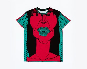 Emotional Man T Shirt Design Espressivo, Man Designer T-shirt Unique Art, Graphic Print Tee Camicia Top Per Uomo, Due lati All Over Print