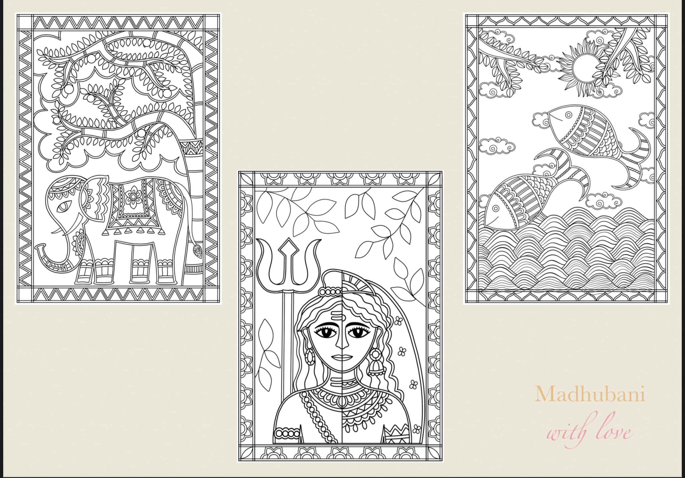 Printable MADHUBANI Art Kit INSTANT DOWNLOAD for Kids and Adults Etsy Australia