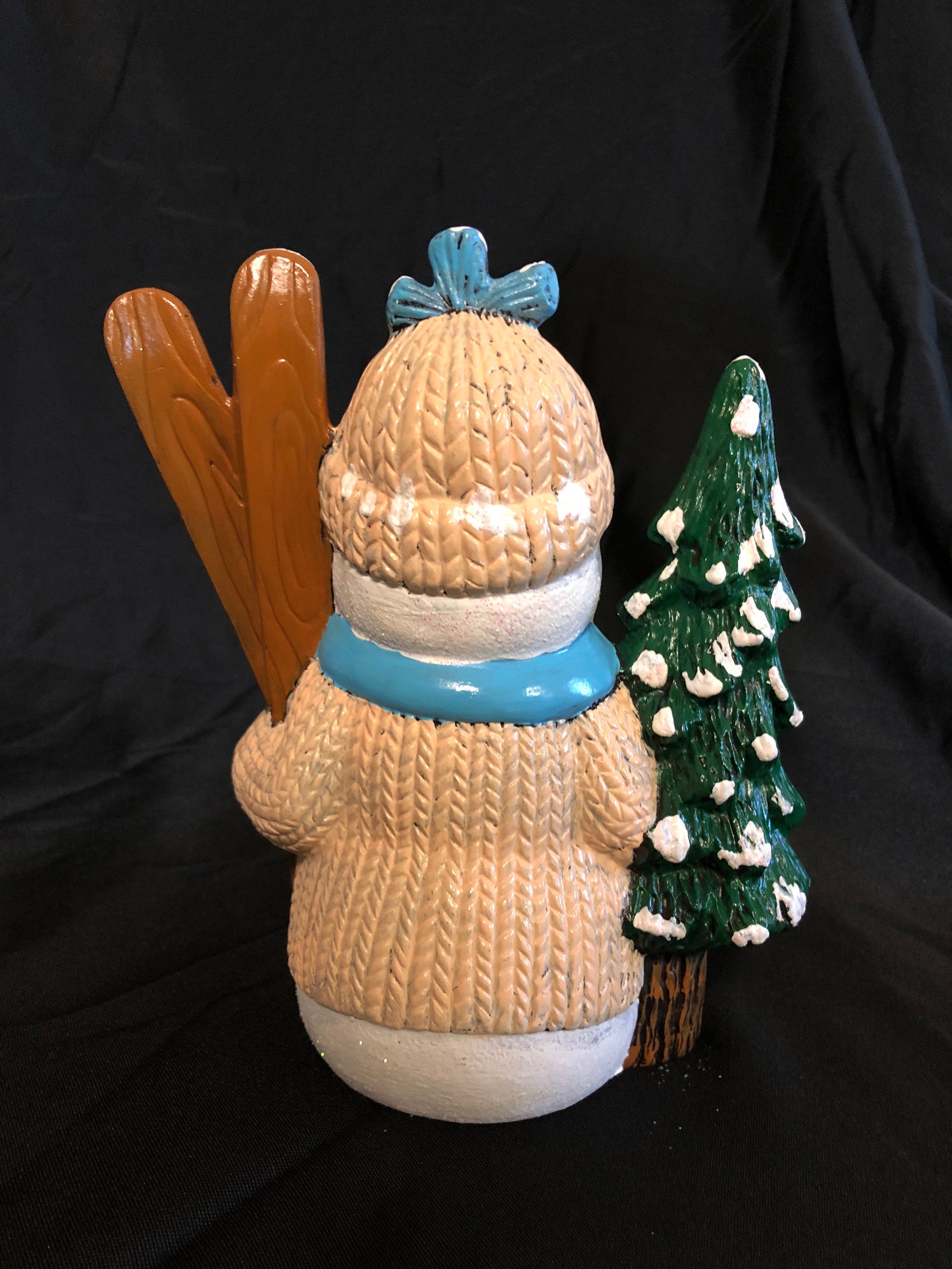 Hand Painted Ceramic Snowman with Skis Etsy