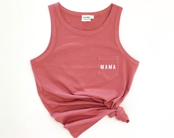 Mama Pocket Tank - White Design | Pocket Tank Top | Mom Tank Top | Mama Pocket Shirt | Mommy and Me | Twinning Shirts