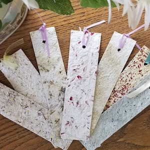 Beautiful DRIED FLOWER PAPER Bookmarks-Handpressed 100% Recycled Paper with Pressed Flowers-Christmas Gift-Stocking Stuffer-Teacher Gift