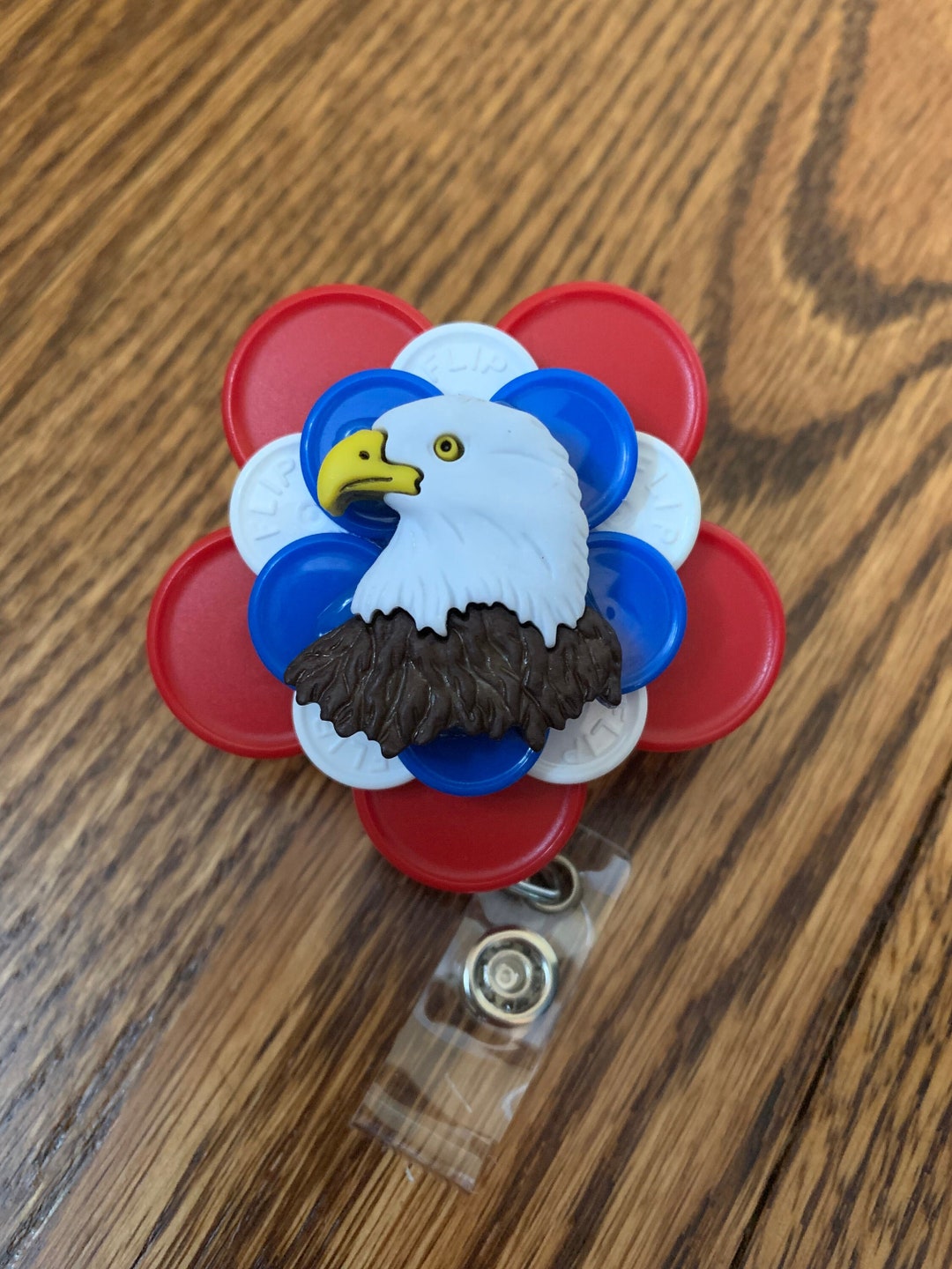 Patriotic Bald Eagle Medicine Vial Cap Badge Reel Etsy