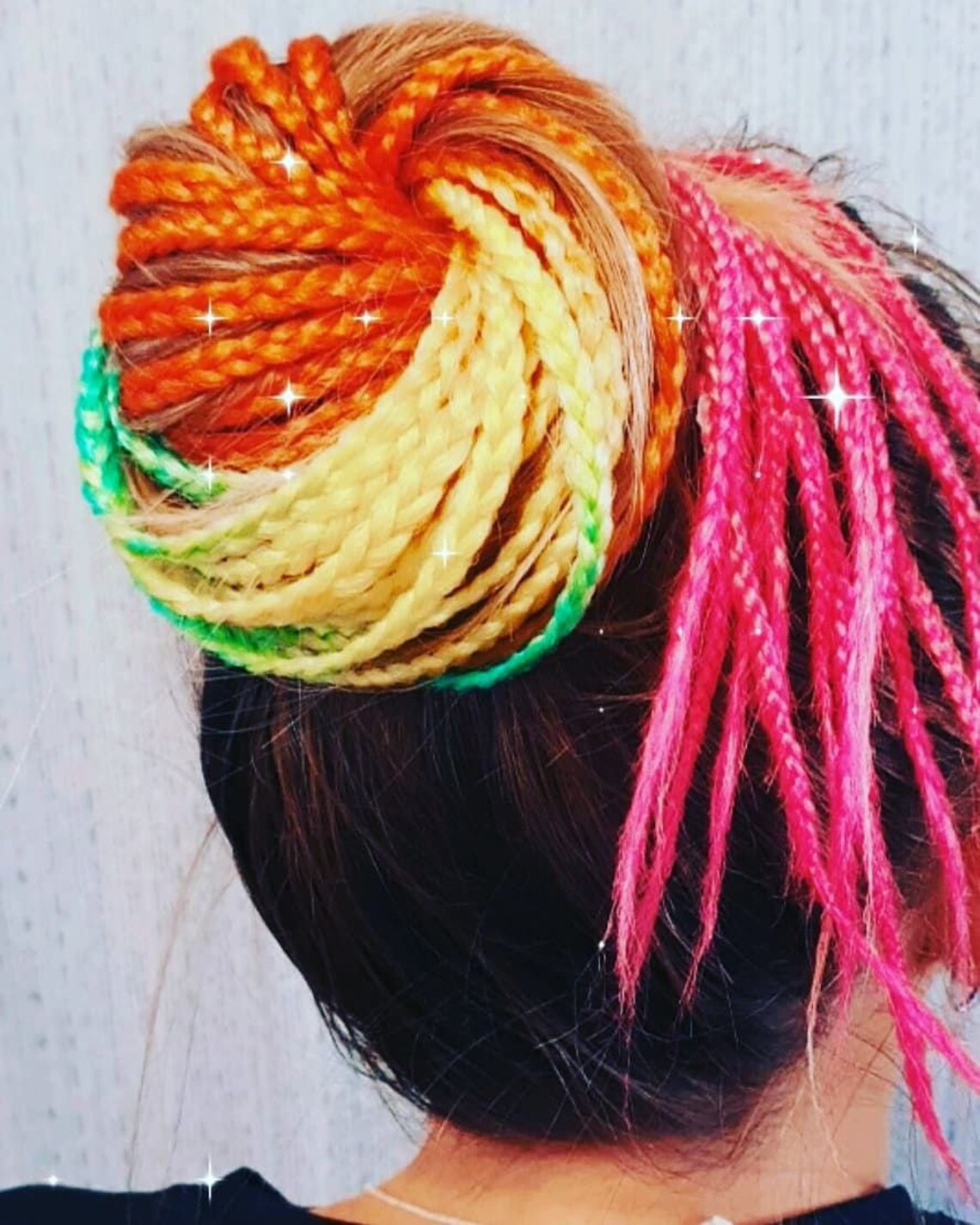 Rainbow Braid Hair Tie 10 braids Dreadlock Pony Tail Etsy