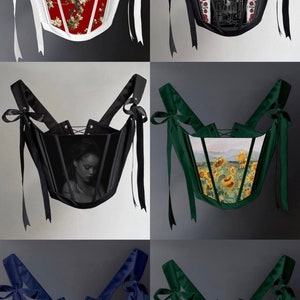Corset to-order, printed corset, vintage corset top, urban modern corset to-order, satin corset, custom-made corset, boho corset image 7