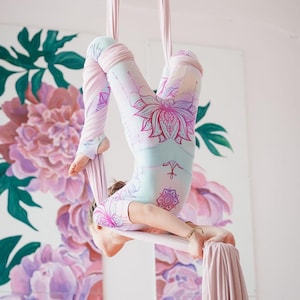 Light Lotus cotton costume, leotard, catsuit, jumpsuit, unitard, overalls for yoga, pilates, aerial gymnastics, dancing