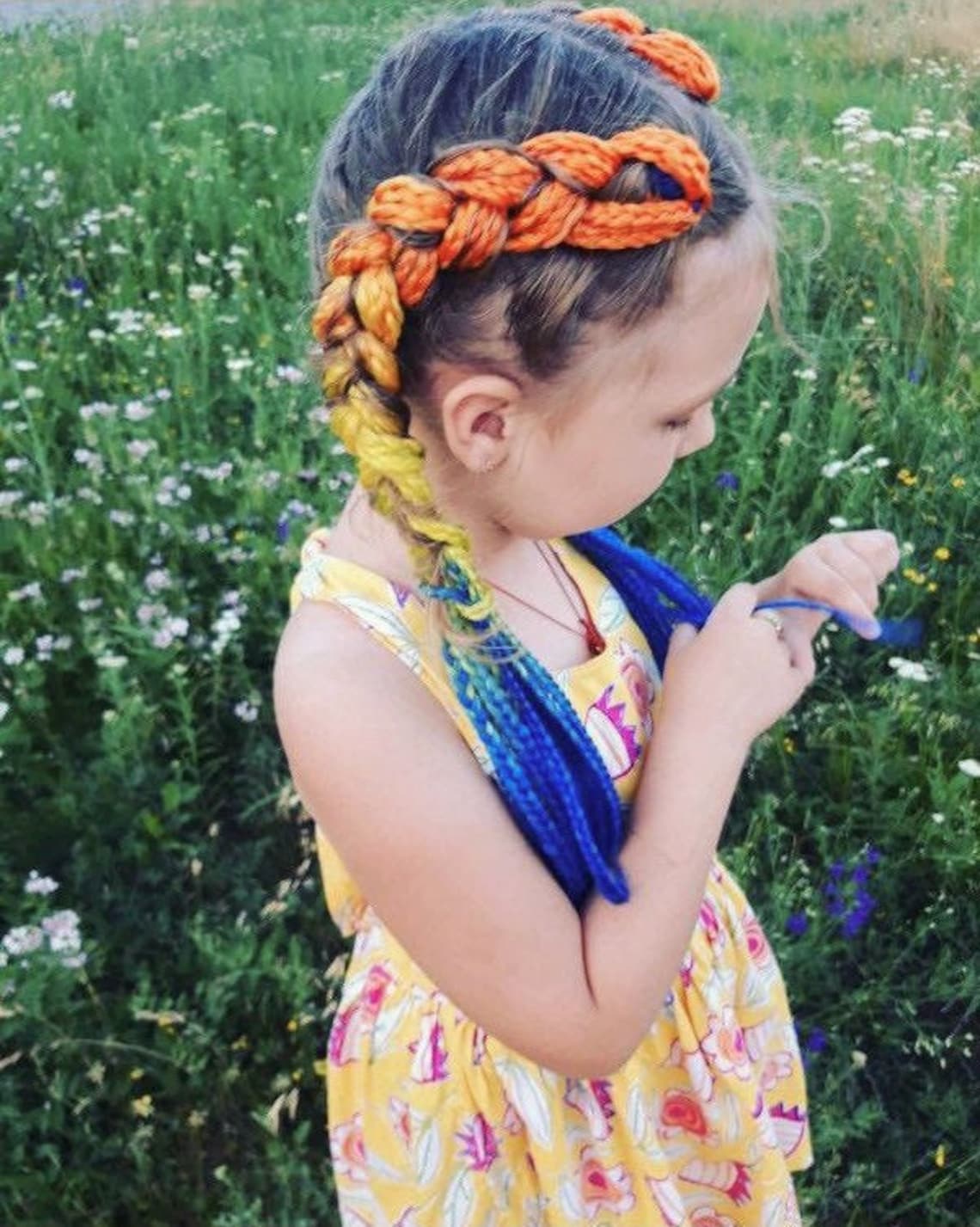 Rainbow Braid Hair Tie 10 braids Dreadlock Pony Tail Etsy