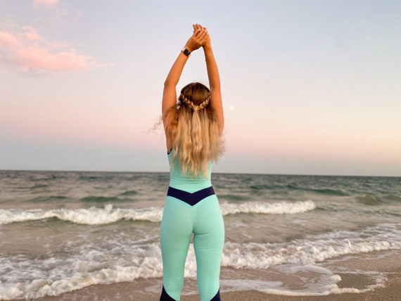 Mint Cotton Catsuit: Yoga, Pilates, Dance, Gymnastics Costume