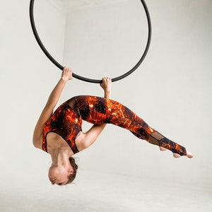 Fire &Rose cotton costume, leotard, catsuit, jumpsuit, unitard, overalls for yoga, pilates, aerial gymnastics, dancing image 2