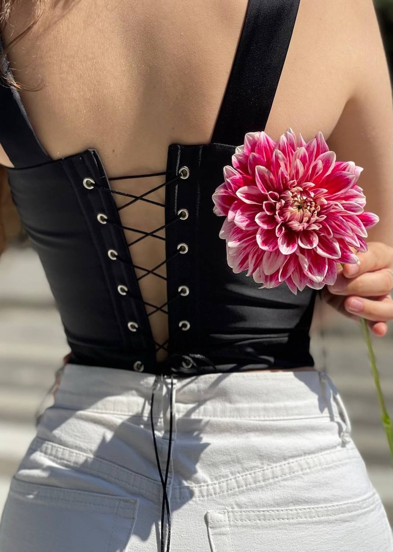 Corset to-order, printed corset, vintage corset top, urban modern corset to-order, satin corset, custom-made corset, boho corset image 2