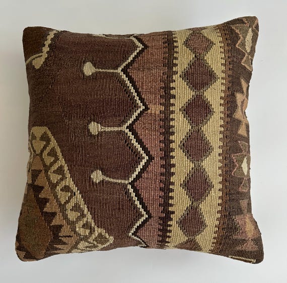 Handmade Cushion Cover, Multicolour Turkish Rug Cushion, Persian Rug  Pillow, Decorative Throw Pillow, Kilim Rug Cushion 18''x18''