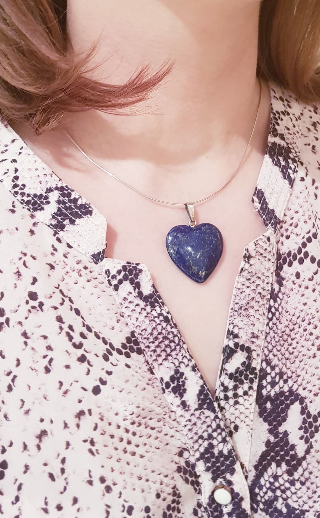 ラピスラズリ ハートペンダント、ハンドメイド ルミラブ ラピスラズリ