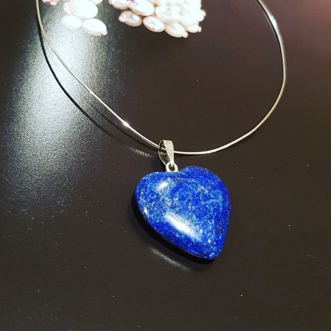 ラピスラズリ ハートペンダント、ハンドメイド ルミラブ ラピスラズリ