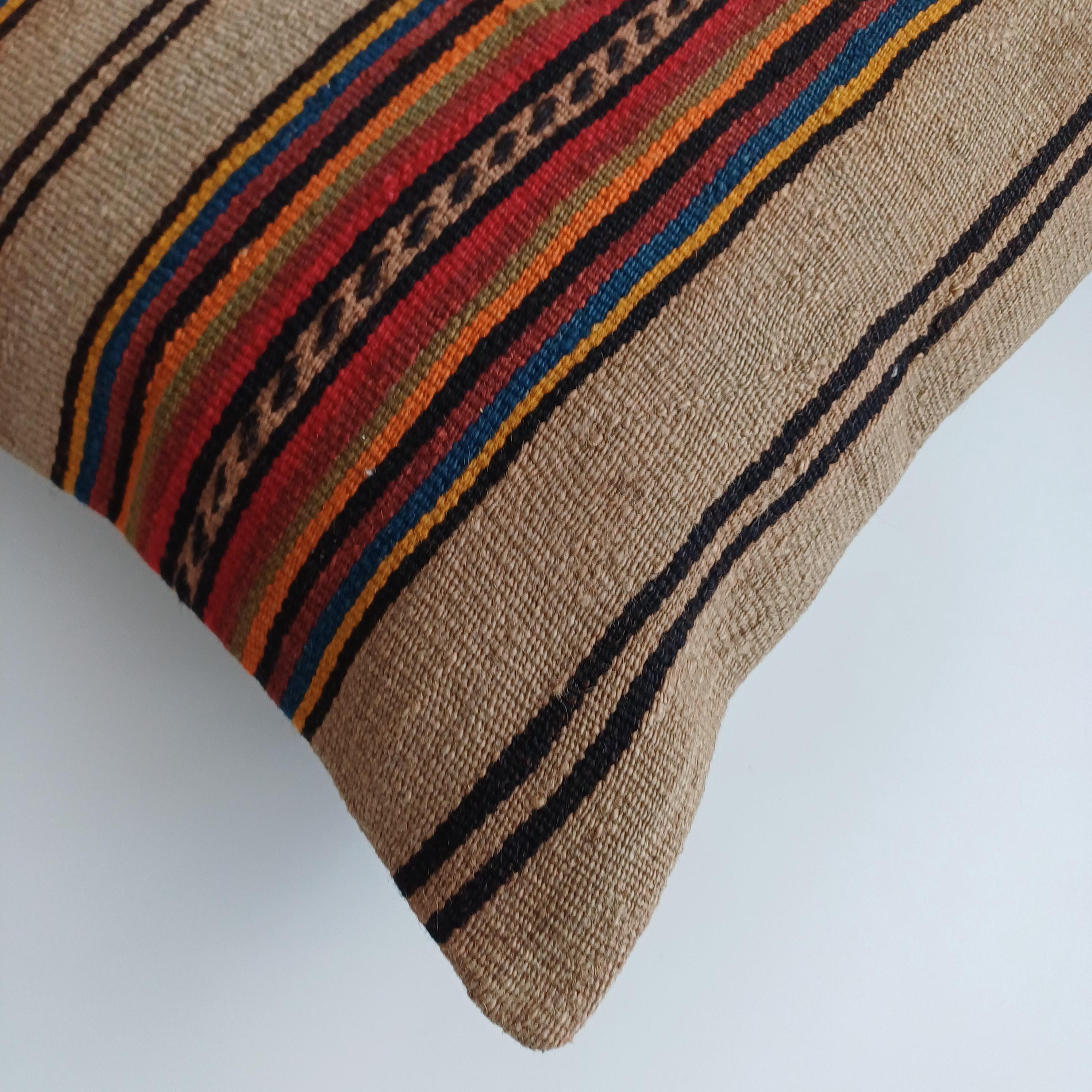 Vintage Cushion Cover, Worn Out Antique Style Rug Cushion, Turkish ...