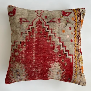 Kelim Kissenbezug, Handgefertigtes Mehrfarben Türkisches Kissen, Persisches Teppich Kissen, Dekoratives Dekokissen 24&#39;&#39;x24&#39;&#39; / 60 x 60 CM