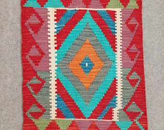 Afghan Kilim Rug, Handmade Wool Kilim Rug 83x60 CM