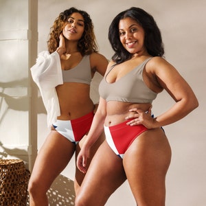República Dominicana Bikini de cintura alta, Escudo de armas, Bandera, Verano, Trajes de baño, Caribe, Traje de baño, Vacaciones, Carnaval