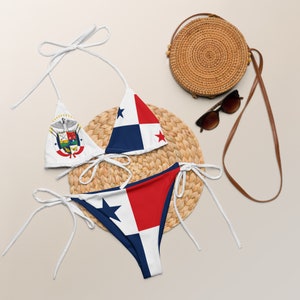 Bikini de tiras de Panamá, escudo de armas, bandera, verano, trajes de baño, caribe, fiesta, trajes de baño