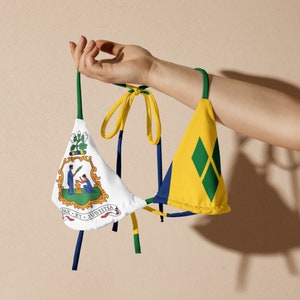 St. Vincent String Bikini Top, Coat of Arms, Flag, Summer, Swimwear, Caribbean, Bathing suit, Vacation