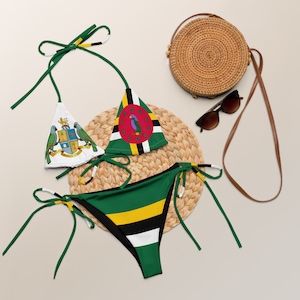 Dominica String Bikini, Wappen, Flagge, Sommer, Bademode, Karibik, Badeanzug