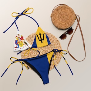 Barbados String Bikini, Coat of Arms, Flag, Summer, Swimwear, Caribbean, Bajan, Bathing suit