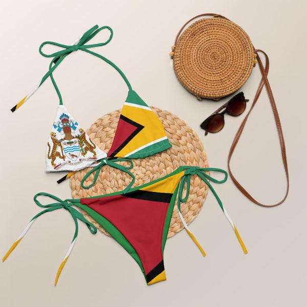 Guyana String Bikini, Coat of Arms, Flag, Summer, Swimwear, Caribbean, Guyanese, Bathing suit