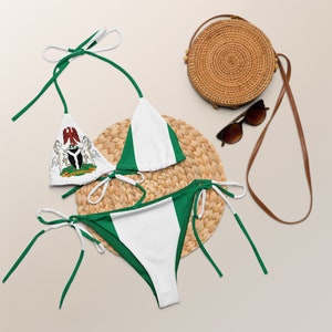 Nigeria String Bikini, Coat of Arms, Flag, Summer, Swimwear, Caribbean, Bathing suit, Africa, Nigerian