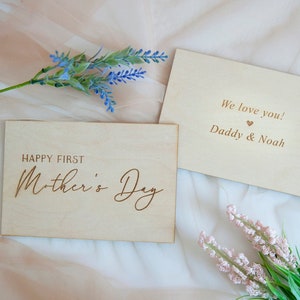 Première carte de fête des mères, carte en bois pour maman, cadeau d'affichage personnalisé pour une nouvelle maman pour la fête des mères, premier cadeau de fête des mères