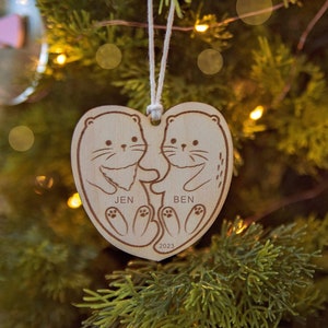 Otter Ornament for Couples Personalized Ornament Custom Otter Ornament with Names