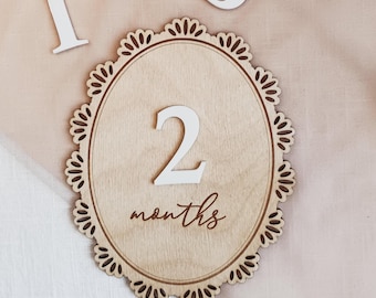 Hitos mensuales personalizados para bebés, hitos grabados para bebés, marcadores de hitos mensuales, tarjetas de hitos de madera, letrero para fotos de bebés