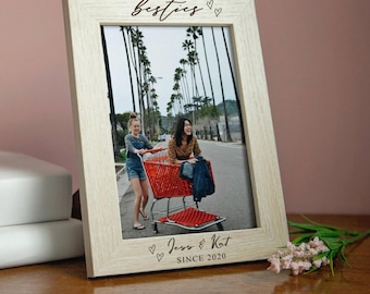 Moldura personalizada para melhores amigos, presente gravado para melhor amigo, moldura personalizada para fotos com nomes, moldura gravada para melhor amigo, lembrança de amizade