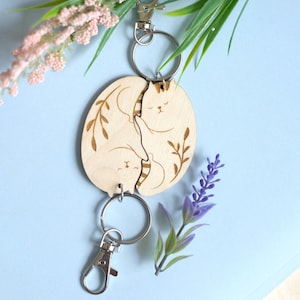 Personalized Couples Keychain Set Interlocking Cat Keychain Custom Valentines Day Gift
