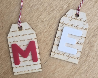 Custom Stocking Name Tag, Personalized Christmas Tag, Custom Name Tag, 3D Custom Name for Stocking, Wood Gift Label, Christmas Stocking Tag