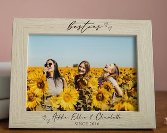 Marco de fotos personalizado para mejores amigos, regalo grabado, marco de fotos con nombres personalizados, marco de fotos grabado para mejores amigos, recuerdo de amistad