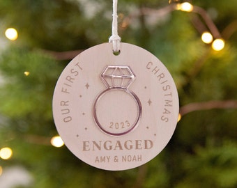 Custom Engaged Couple Ornament, First Christmas Ornament, Couple First Christmas Decoration, Couple Engagement Keepsake Ornament 2023