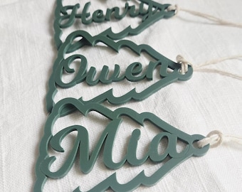 Custom Stocking Name Tag, Personalized Christmas Tag, Custom Name Tag, Custom Name for Stocking, Wood Gift Label, Christmas Stocking Tag