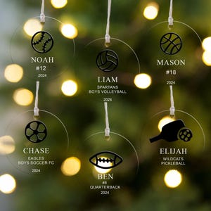 Custom Sports Ornament Personalized Holiday Gift Soccer Basketball Football Baseball Volleyball Pickleball