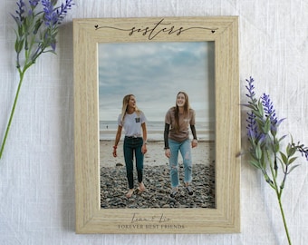 Personalized Sisters Photo Frame, Engraved Sisters Names, Custom Picture Frame for Sisters Birthday, Christmas, Keepsake Gift, Sibling Gift