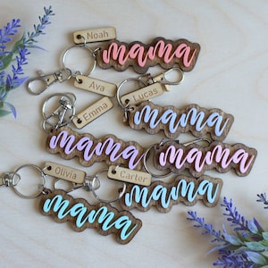 Mother&#39;s Day, Personalized Keychain, Gift for Mom, Gift for Her, Custom Laser Engraved Wood Keychain, Personalized Mom Gift, Grandma Gift