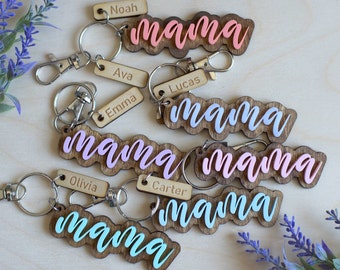 Llavero personalizado para el Día de la Madre, regalo para mamá, regalo para ella, llavero de madera grabado con láser personalizado, regalo personalizado para mamá, regalo para la abuela