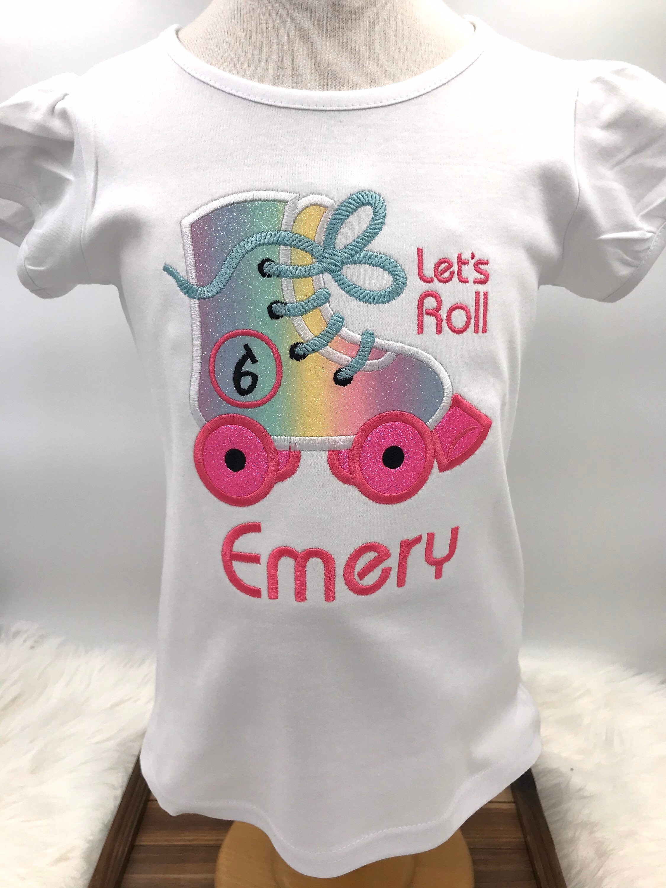 Roller Skate Birthday Shirt Rainbow Skate Party Personalized Etsy