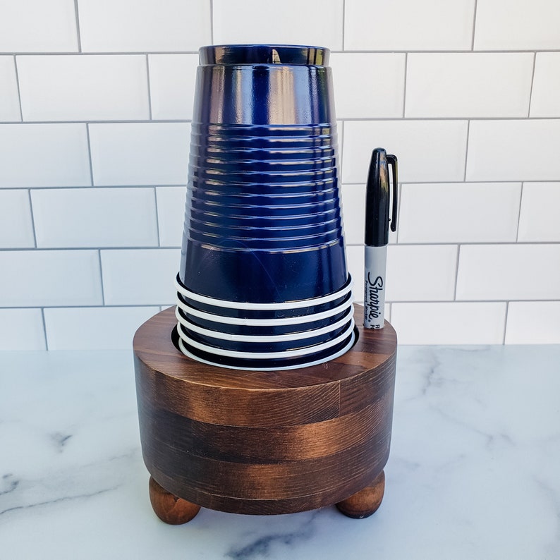 Boho Solo cup solo cup holder Wood Solo Cup Dispenser solo Etsy