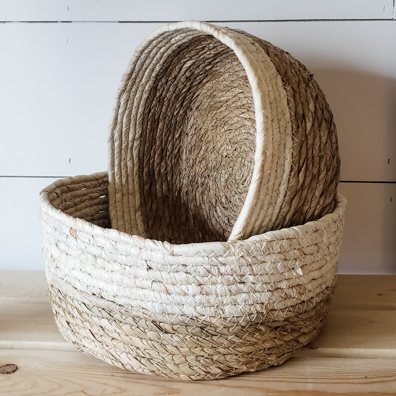 Beautiful Boho Pair of Sea Grass Rope Baskets image 2