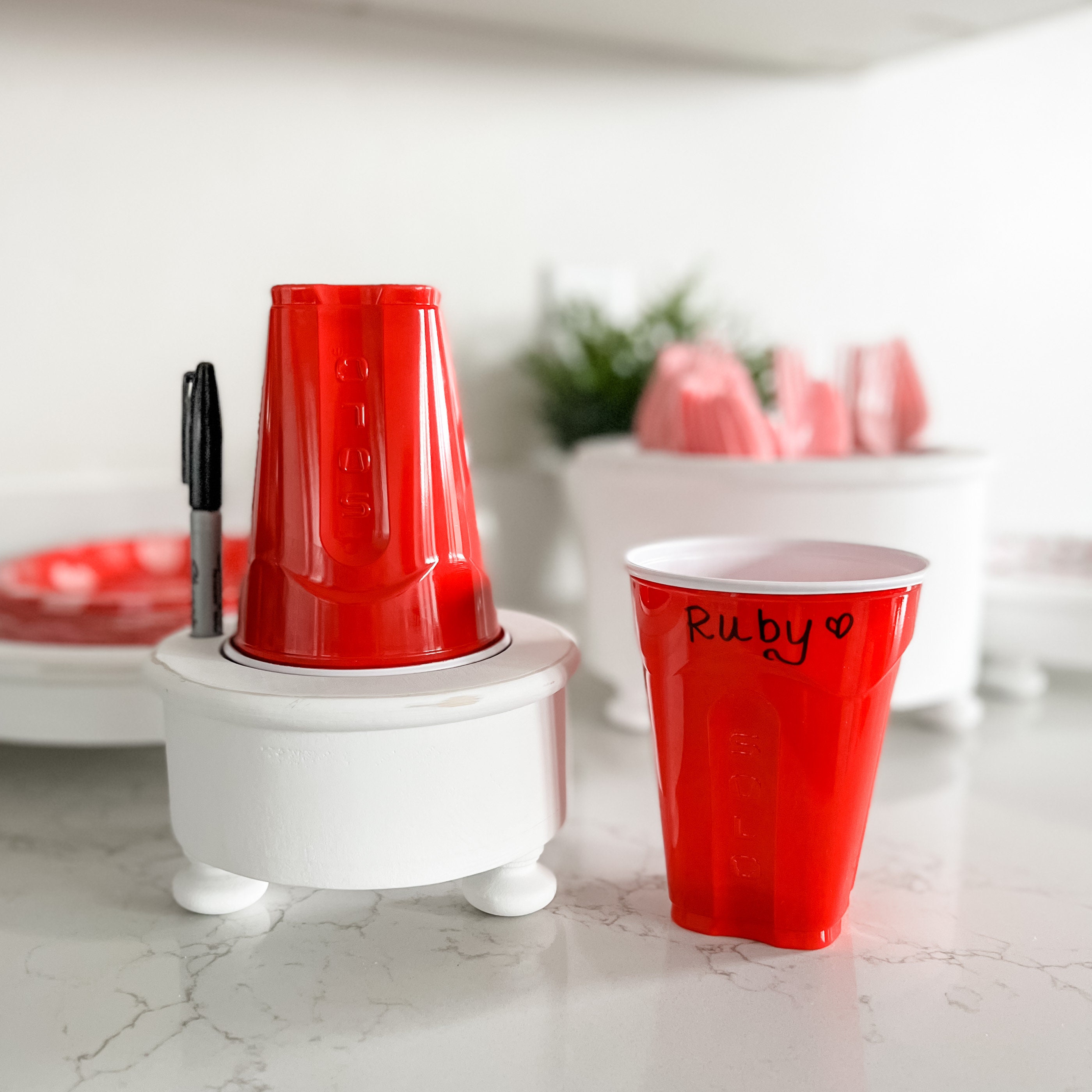 Party Cup Holder With Marker Slot | Mark Your Cup And Drink Up Cup