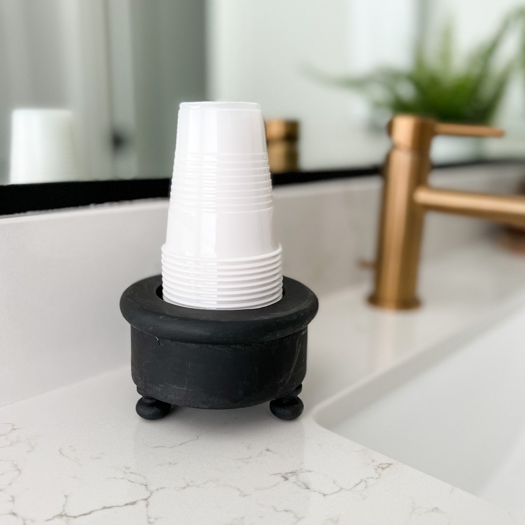 Bathroom Cup Holder, Black Storage, Cup Dispenser, 5 Oz Cups Vanity Etsy