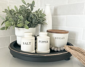 Round Black Farmhouse Tray: Rustic Table Centerpiece