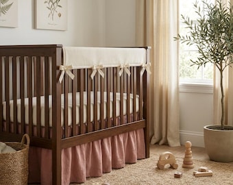 Benutzerdefinierte Leinenmischung Krippe Rock | Kinderbett Rock | Baby Mädchen Kinderzimmer Bettwäsche | Handgemachte Krippe Rock | Mehrere Farben erhältlich | Rüschen Rock