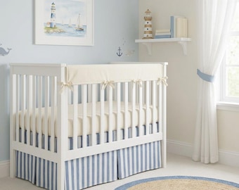 Benutzerdefinierte Leinenmischung Krippe Rock | Kinderbett Rock | Neutral Kinderzimmer Bettwäsche | Handgemachte Krippe Rock | Mehrere Farben erhältlich | Maritimes Thema