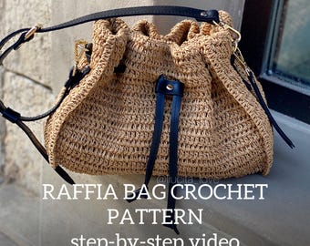 Belle Raffia Bag Crochet Pattern, Step-by-Step Video Tutorial, Handmade Bucket Bag DIY, Summer Handbag Masterclass, Summer Bag Tutorial