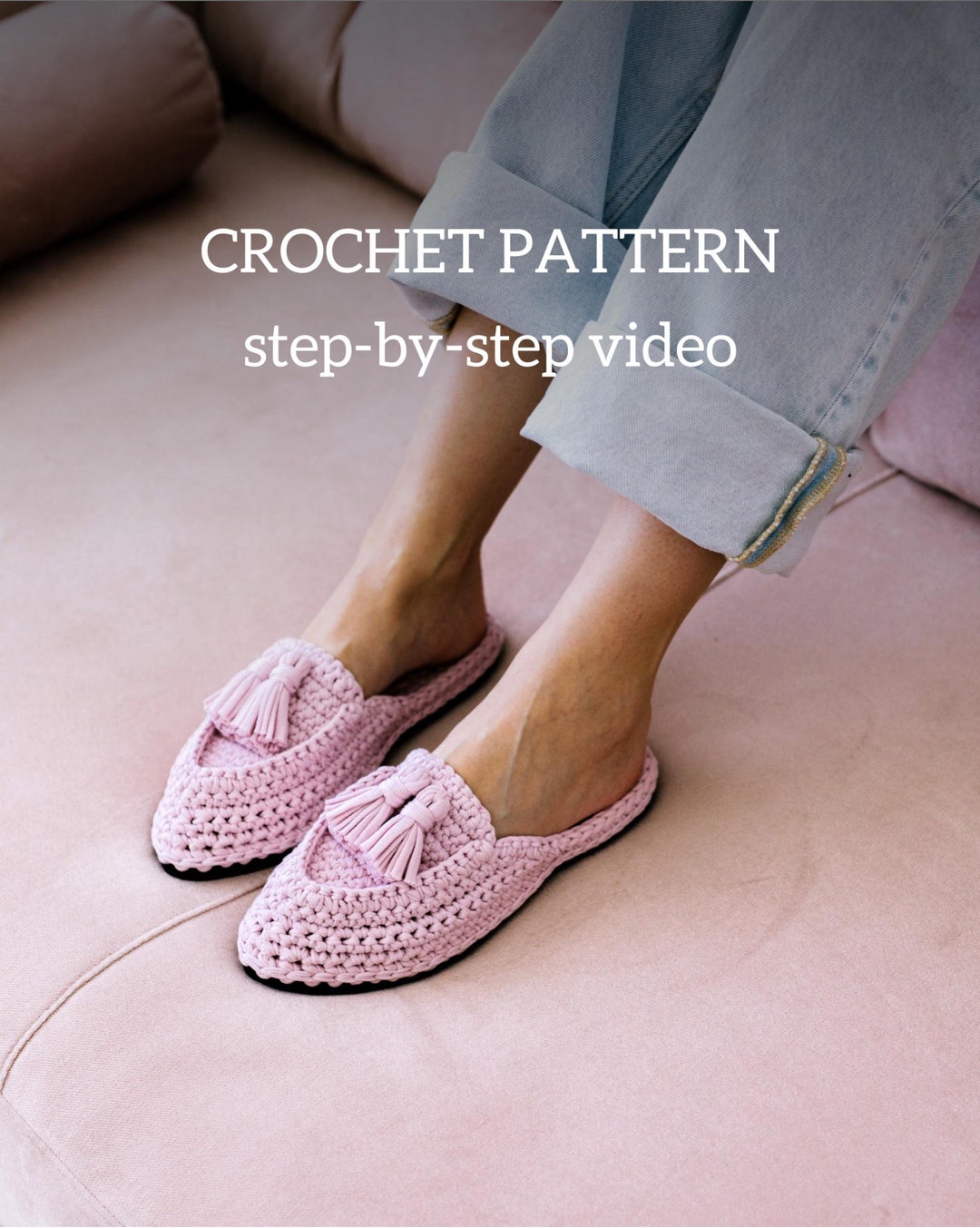 Tutoriel de crochet pour mules à pampilles en PDF, vidéo étape par