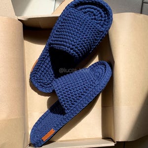 Men’s Knit Cotton Slippers with Crochet Sole, Handmade Indoor House Shoes, Elastic Fit, Non-Slip, Lightweight Gift for Him – Custom Colors